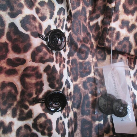 NEW nwt ny&co leopard coat satin trench size medium - Picture 2 of 7